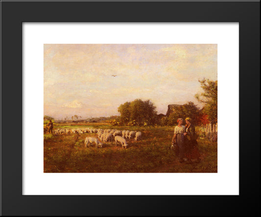 La Bergere 20x24 Black Modern Wood Framed Art Print Poster by Breton, Jules