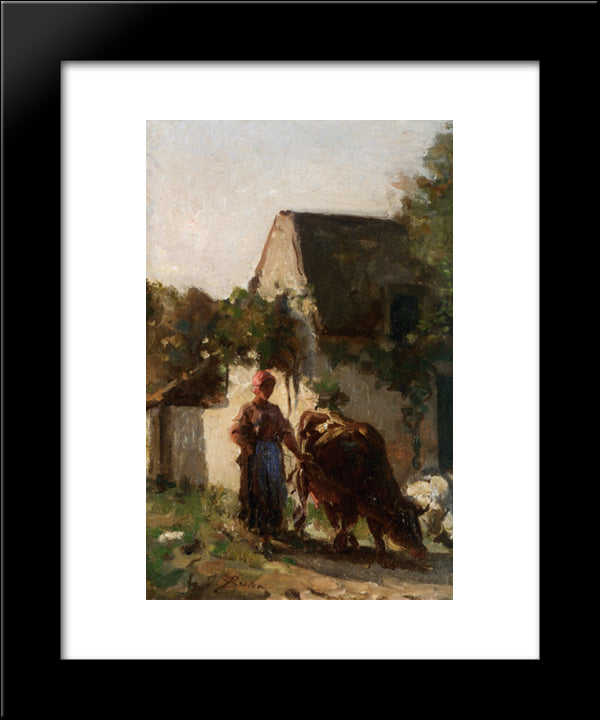 Gardeuse De Vache 20x24 Black Modern Wood Framed Art Print Poster by Breton, Jules