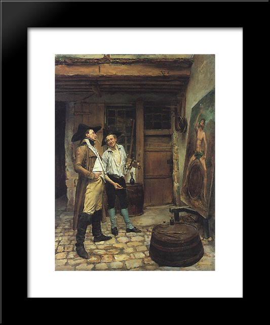 The Sign Painter 20x24 Black Modern Wood Framed Art Print Poster by Meissonier, Ernest