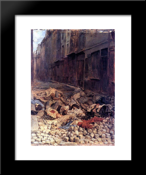 The Barricade 20x24 Black Modern Wood Framed Art Print Poster by Meissonier, Ernest