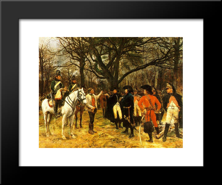 General Desaix And The Peasant 20x24 Black Modern Wood Framed Art Print Poster by Meissonier, Ernest