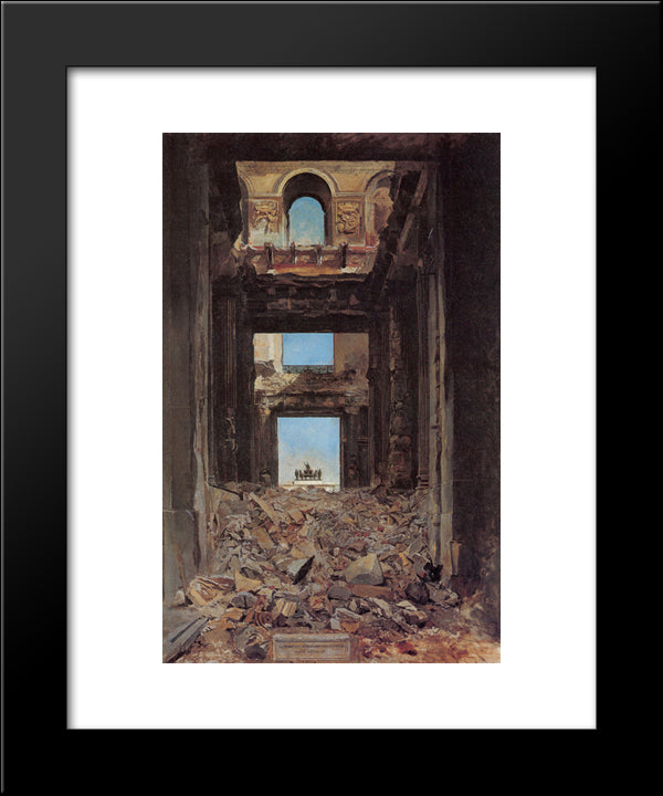 The Ruins Of The Tuileries Palace After The Commune Of 1871 20x24 Black Modern Wood Framed Art Print Poster by Meissonier, Ernest