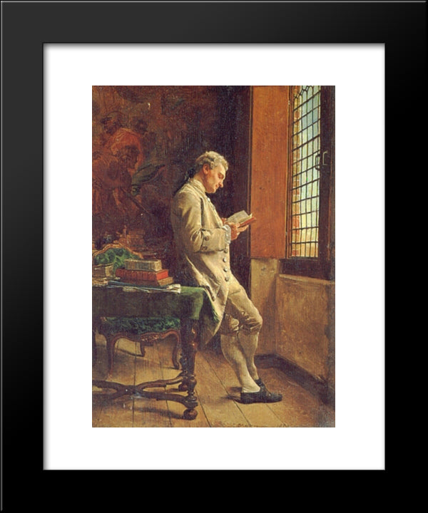 The Reader In White 20x24 Black Modern Wood Framed Art Print Poster by Meissonier, Ernest