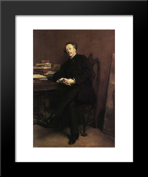 Portrait Of Alexandre Dumas, Jr 20x24 Black Modern Wood Framed Art Print Poster by Meissonier, Ernest