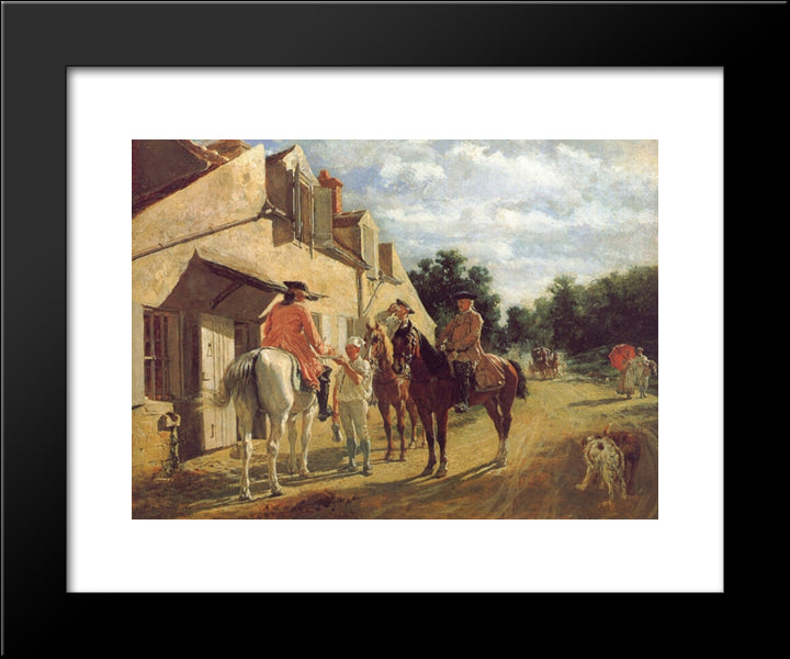 At The Relay Station 20x24 Black Modern Wood Framed Art Print Poster by Meissonier, Ernest