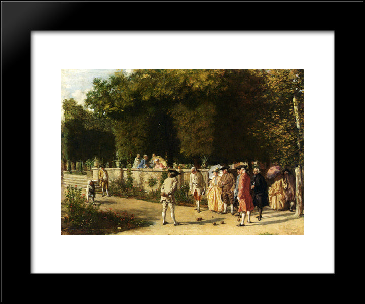 Playing Jeu De Boules 20x24 Black Modern Wood Framed Art Print Poster by Meissonier, Ernest