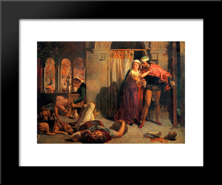 Eve Of Saint Agnes; The Flight Of Madeleine And Porphyro During The Drunkenness Attending The Revelry 20x24 Black Modern Wood Framed Art Print Poster by Hunt, William Holman