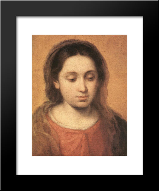 The Infant Jesus Distributing Bread To Pilgrims [Detail: 2] 20x24 Black Modern Wood Framed Art Print Poster by Murillo, Bartolome Esteban