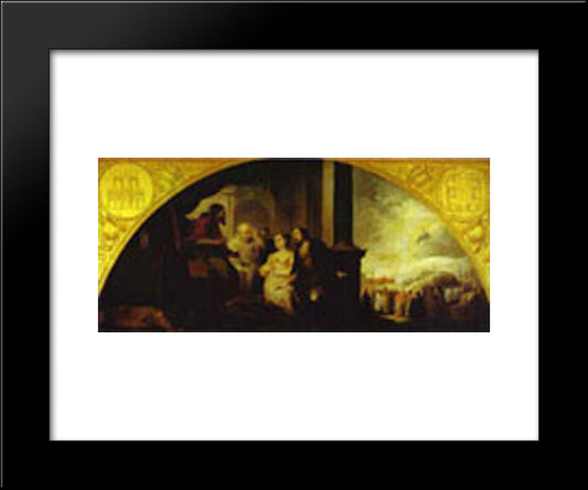 Patrician John Reveals His Dream To Pope Liberius 20x24 Black Modern Wood Framed Art Print Poster by Murillo, Bartolome Esteban