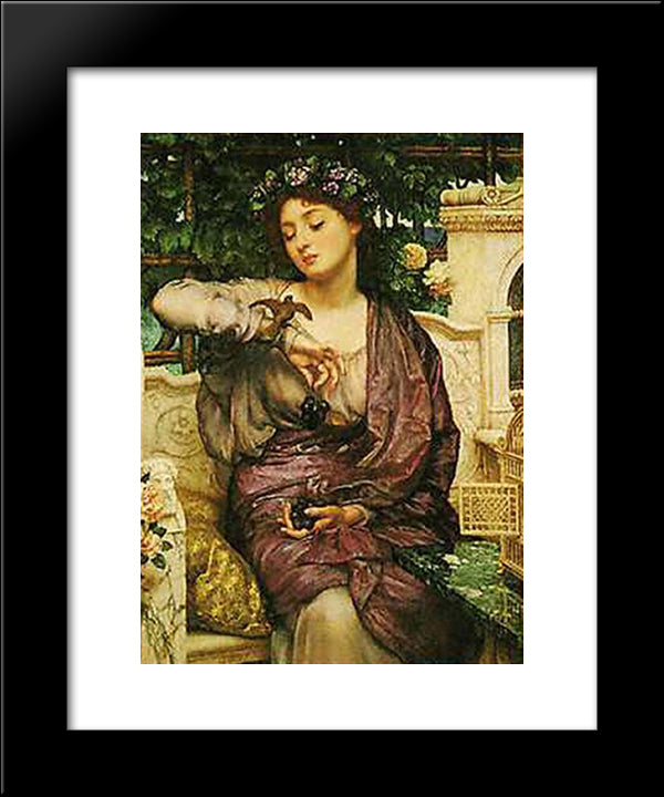 Lesbia And Her Sparrow 20x24 Black Modern Wood Framed Art Print Poster by Poynter, Edward John