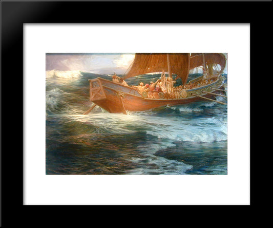 Wrath Of The Sea God 20x24 Black Modern Wood Framed Art Print Poster by Draper, Herbert James Draper