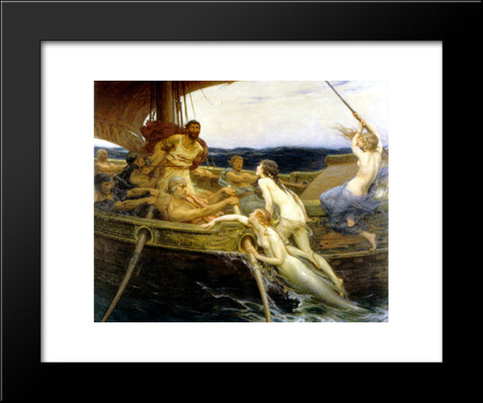 Ulysses And The Sirens 20x24 Black Modern Wood Framed Art Print Poster by Draper, Herbert James Draper