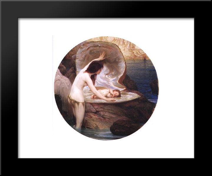 Waterbaby 20x24 Black Modern Wood Framed Art Print Poster by Draper, Herbert James Draper