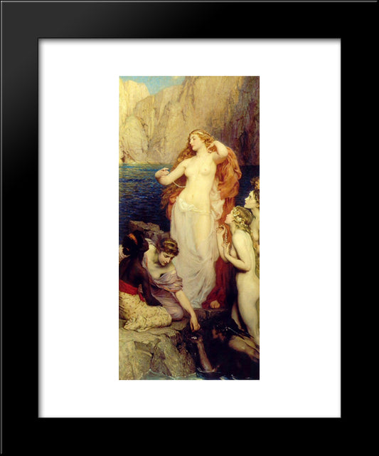 The Pearls Of Aphrodite 20x24 Black Modern Wood Framed Art Print Poster by Draper, Herbert James Draper