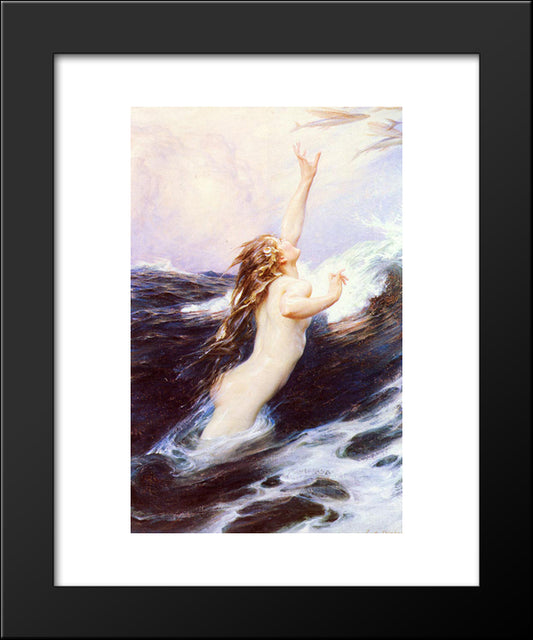 Flying Fish 20x24 Black Modern Wood Framed Art Print Poster by Draper, Herbert James Draper