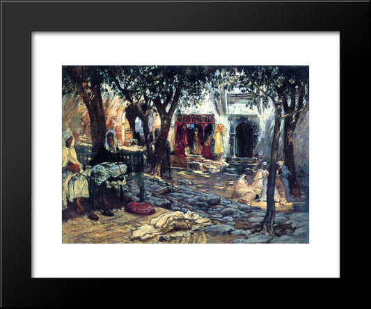 Idle Moments: An Arab Courtyard 20x24 Black Modern Wood Framed Art Print Poster by Bridgman, Frederick Arthur