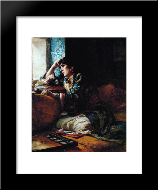 Aicha, A Woman Of Morocco 20x24 Black Modern Wood Framed Art Print Poster by Bridgman, Frederick Arthur