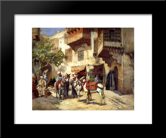 Marketplace In North Africa 20x24 Black Modern Wood Framed Art Print Poster by Bridgman, Frederick Arthur