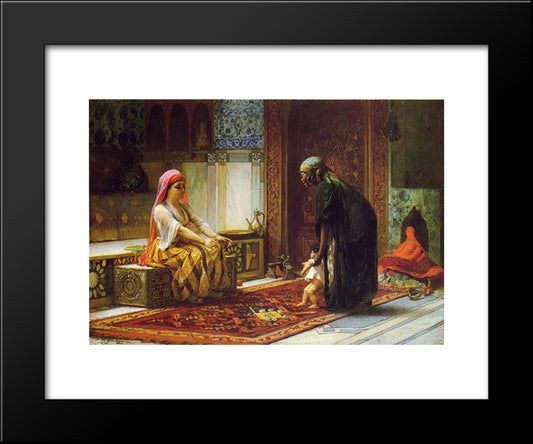 Mother And Child 20x24 Black Modern Wood Framed Art Print Poster by Bridgman, Frederick Arthur