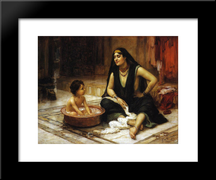 The Bathing Cove 20x24 Black Modern Wood Framed Art Print Poster by Bridgman, Frederick Arthur