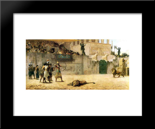 The Diversion Of An Assyrian King 20x24 Black Modern Wood Framed Art Print Poster by Bridgman, Frederick Arthur