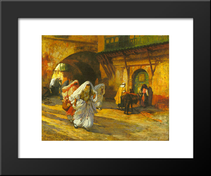 In The Souk 20x24 Black Modern Wood Framed Art Print Poster by Bridgman, Frederick Arthur