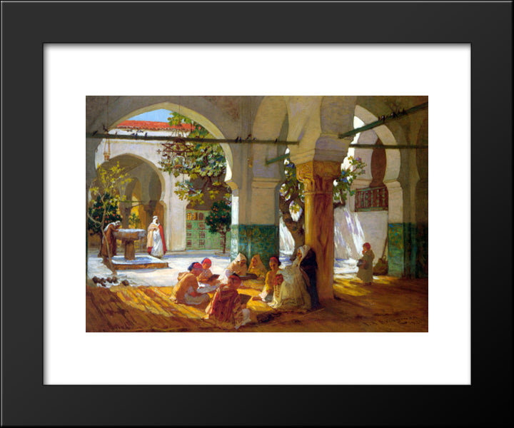 Learning The Qu'Ran 20x24 Black Modern Wood Framed Art Print Poster by Bridgman, Frederick Arthur