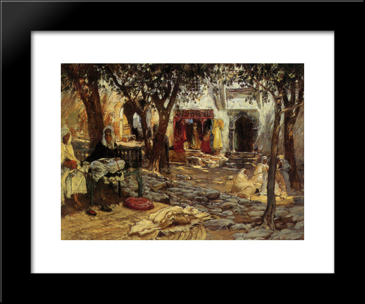 Idle Moments An Arab Courtyard 20x24 Black Modern Wood Framed Art Print Poster by Bridgman, Frederick Arthur