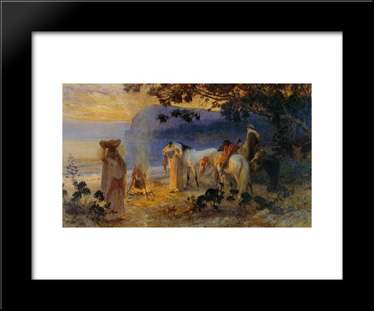 On The Coastline 20x24 Black Modern Wood Framed Art Print Poster by Bridgman, Frederick Arthur