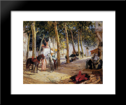 A Shady Street 20x24 Black Modern Wood Framed Art Print Poster by Bridgman, Frederick Arthur