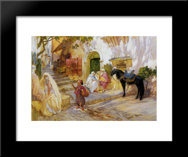 An Algerian Street 20x24 Black Modern Wood Framed Art Print Poster by Bridgman, Frederick Arthur