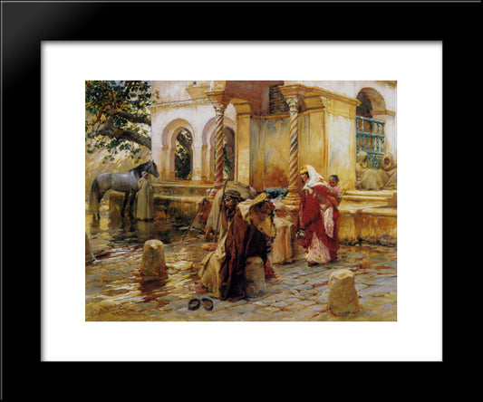 Fountain Of Borkadem 20x24 Black Modern Wood Framed Art Print Poster by Bridgman, Frederick Arthur