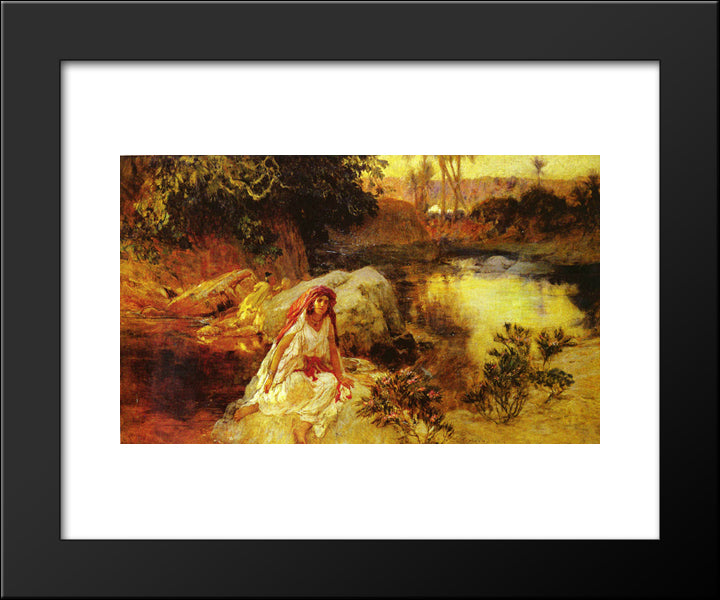 At The Oasis 20x24 Black Modern Wood Framed Art Print Poster by Bridgman, Frederick Arthur
