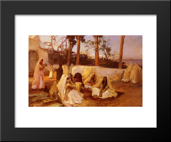 Women At The Cemetery, Algiers 20x24 Black Modern Wood Framed Art Print Poster by Bridgman, Frederick Arthur