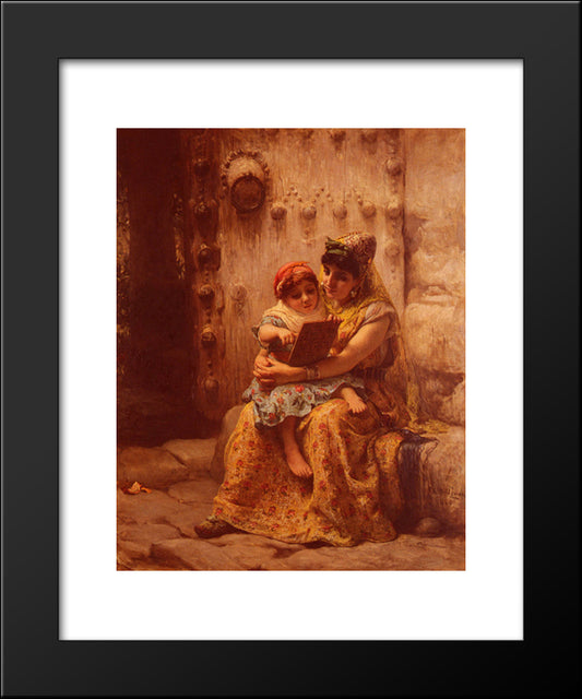 The Reading Lesson 20x24 Black Modern Wood Framed Art Print Poster by Bridgman, Frederick Arthur
