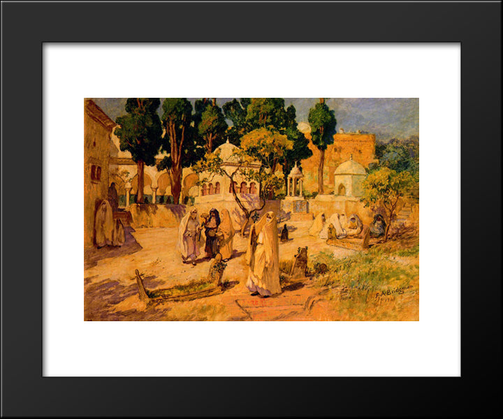 Arab Women At The Town Wall 20x24 Black Modern Wood Framed Art Print Poster by Bridgman, Frederick Arthur