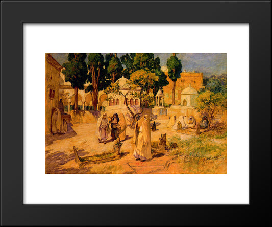 Arab Women At The Town Wall 20x24 Black Modern Wood Framed Art Print Poster by Bridgman, Frederick Arthur