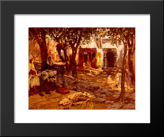 An Eastern Courtyard 20x24 Black Modern Wood Framed Art Print Poster by Bridgman, Frederick Arthur
