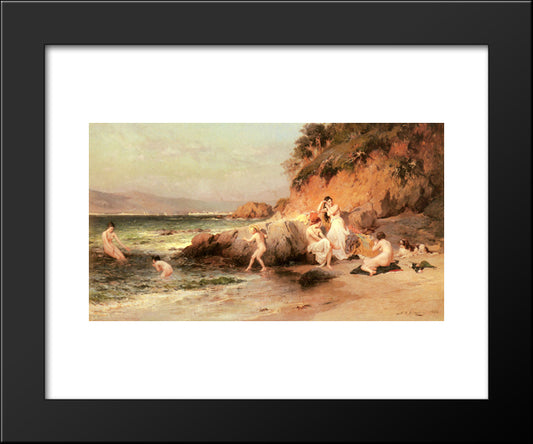 The Bathing Beauties 20x24 Black Modern Wood Framed Art Print Poster by Bridgman, Frederick Arthur