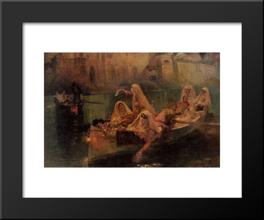 The Harem Boats 20x24 Black Modern Wood Framed Art Print Poster by Bridgman, Frederick Arthur