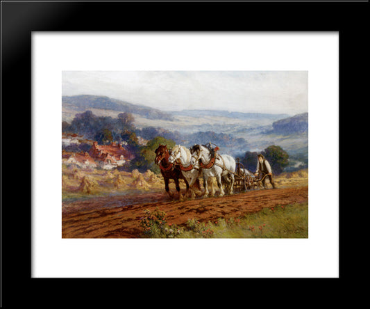 Plowing The Field 20x24 Black Modern Wood Framed Art Print Poster by Bridgman, Frederick Arthur
