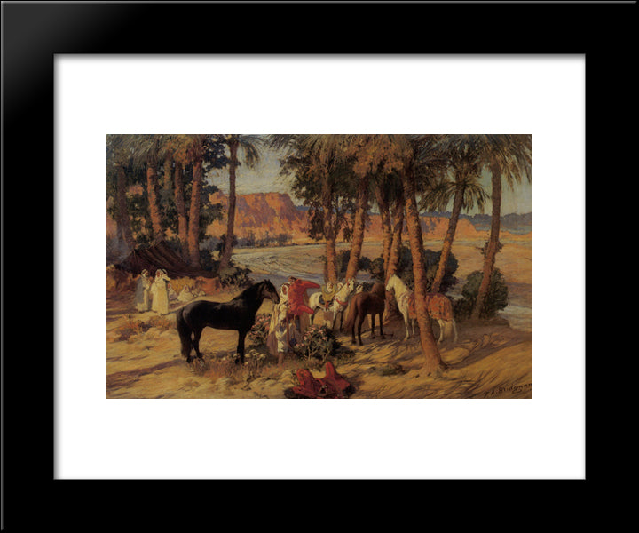 An Arab Encampment 20x24 Black Modern Wood Framed Art Print Poster by Bridgman, Frederick Arthur