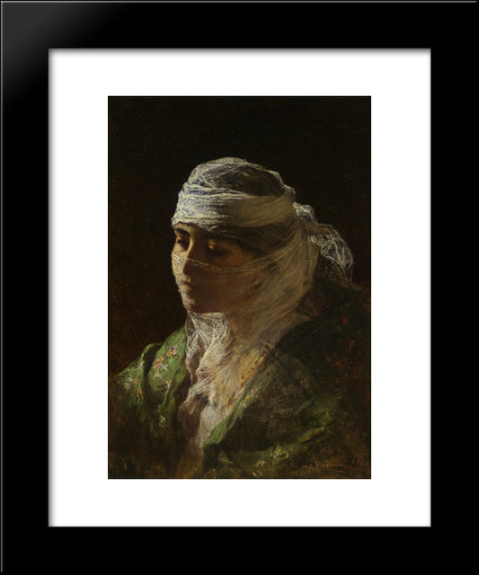 A Veiled Beauty 20x24 Black Modern Wood Framed Art Print Poster by Bridgman, Frederick Arthur