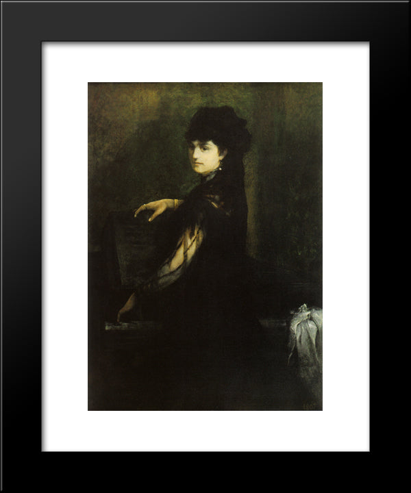 Amalie Makart At The Piano 20x24 Black Modern Wood Framed Art Print Poster by Makart, Hans