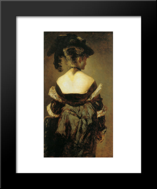 Lady With Feather Hat From Behind 20x24 Black Modern Wood Framed Art Print Poster by Makart, Hans