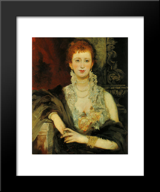 Portrait Of Clothilde Beer 20x24 Black Modern Wood Framed Art Print Poster by Makart, Hans