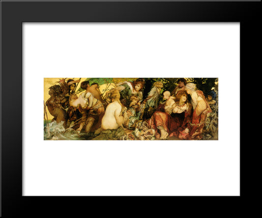 Abundantia ' The Gifts Of The Sea 20x24 Black Modern Wood Framed Art Print Poster by Makart, Hans