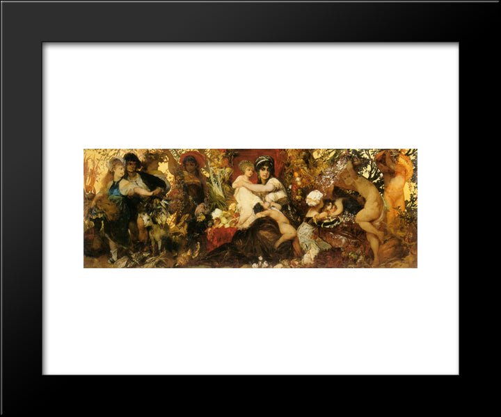 Abundantia ' The Gifts Of The Earth 20x24 Black Modern Wood Framed Art Print Poster by Makart, Hans