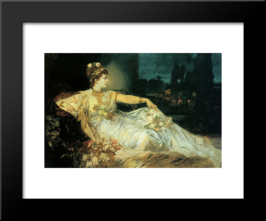 Charlotte Wolter As 'Messalina' 20x24 Black Modern Wood Framed Art Print Poster by Makart, Hans