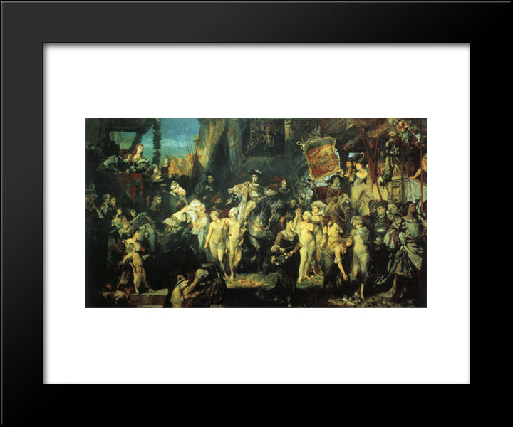 The Entry Of Charles V Into Antwerp 20x24 Black Modern Wood Framed Art Print Poster by Makart, Hans